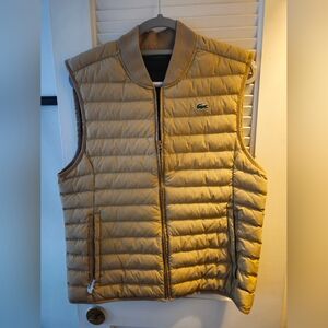Lacoste Quilted Sleeveless Puffer Vest in Khaki